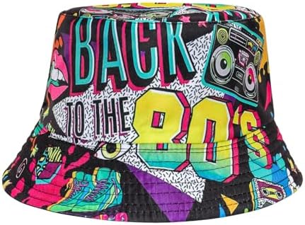 Sintege 3 Pcs 80s 90s Bucket Hats Vintage Print Bucket Hat Retro
